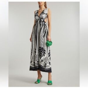 Farm Rio black and white, backless dress.